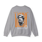 Classical Bust Graphic Sweatshirt — Retro Orange Typographic Design