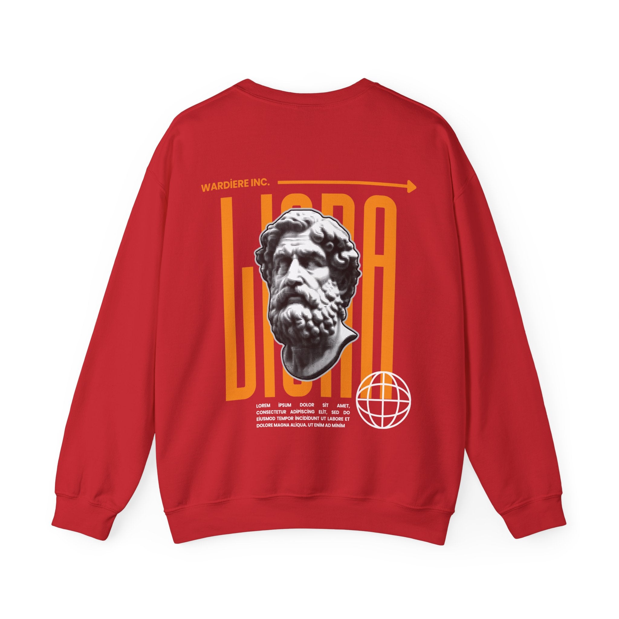 Classical Bust Graphic Sweatshirt — Retro Orange Typographic Design