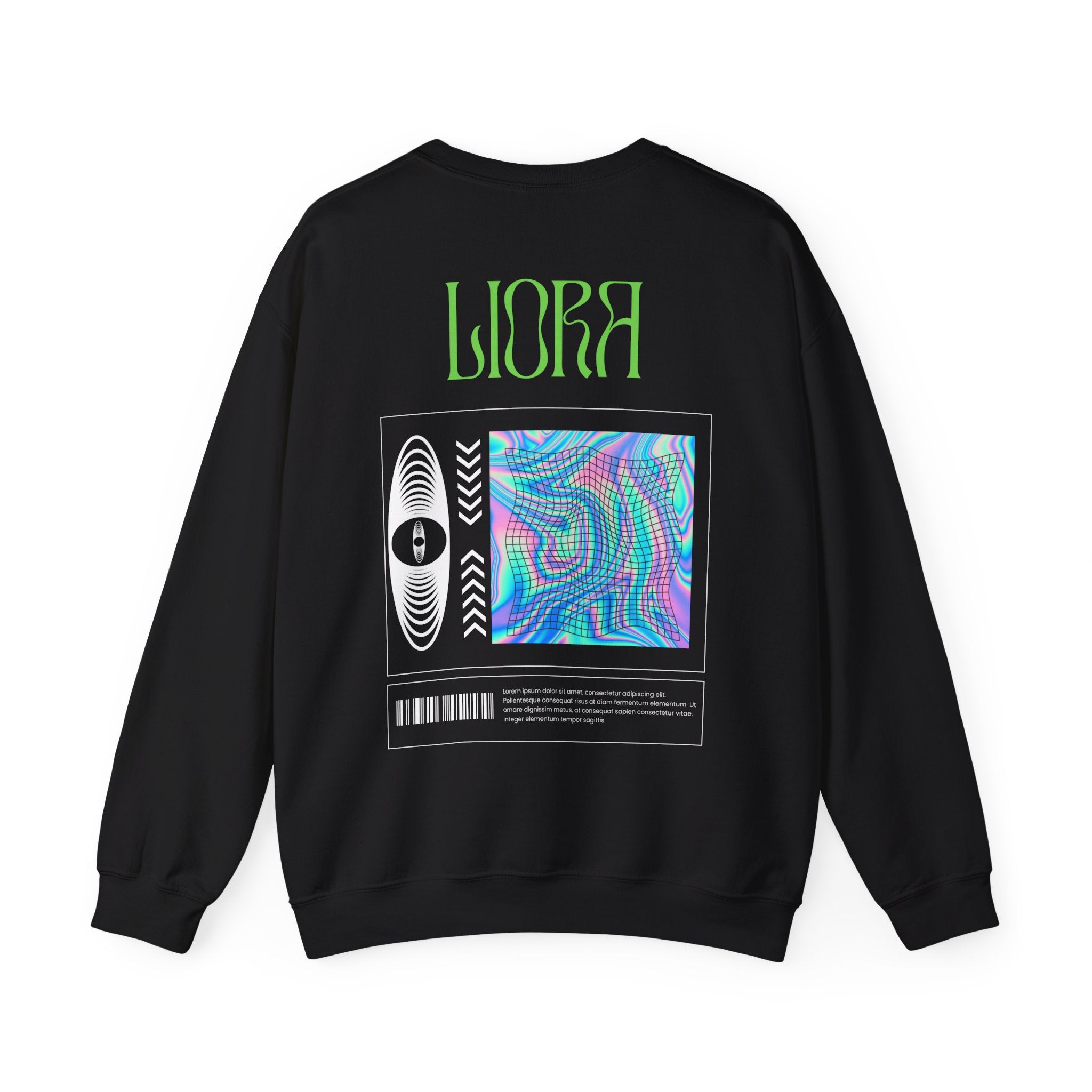 Retro Vaporwave Crewneck Sweatshirt — "LIORA" Graphic Back Print